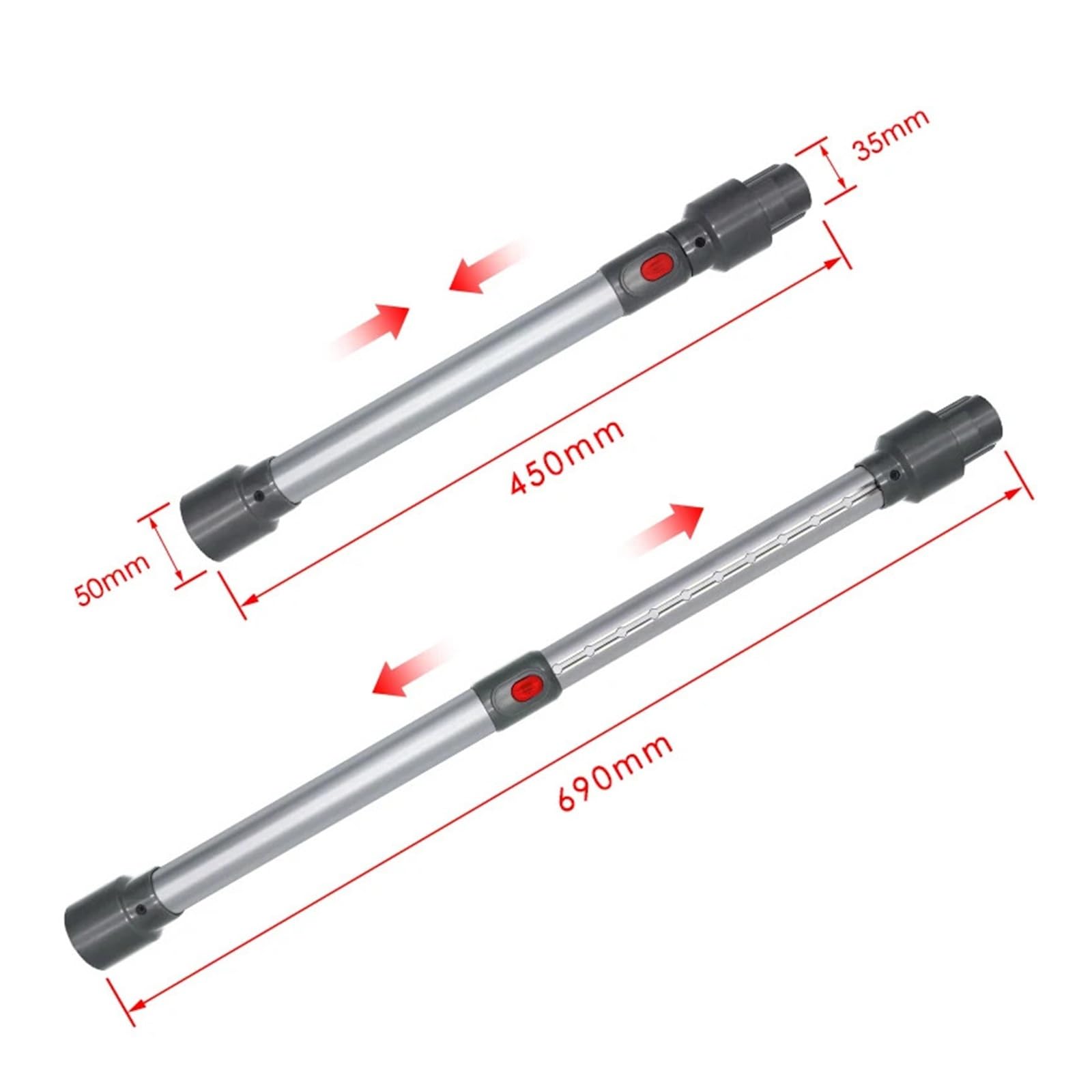 Tubo de extensión de varilla telescópica, Compatible con Dyson,