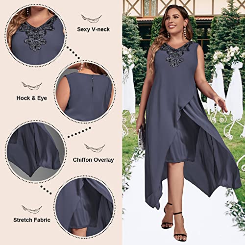 Image of OCSTRADE Womens Plus Size Chiffon Dress Loose Sleeveless Flowy Cocktail Party Midi Dresses