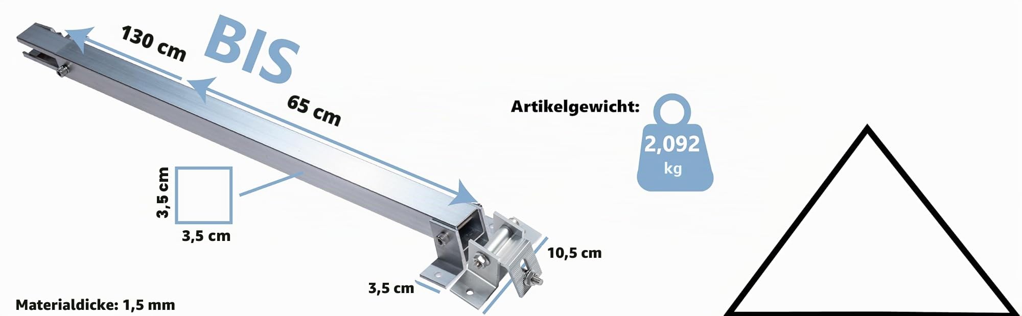 Solarmodul Halterung für Balkonkraftwerk Silber (30-60°) 2 Panele, Aufständerung für Solarpanel, Verstellbare Solar Halterung, Aluminiumrahmen für Photovoltaikanlagen, Wetterfest und Robust, 19% Mwst