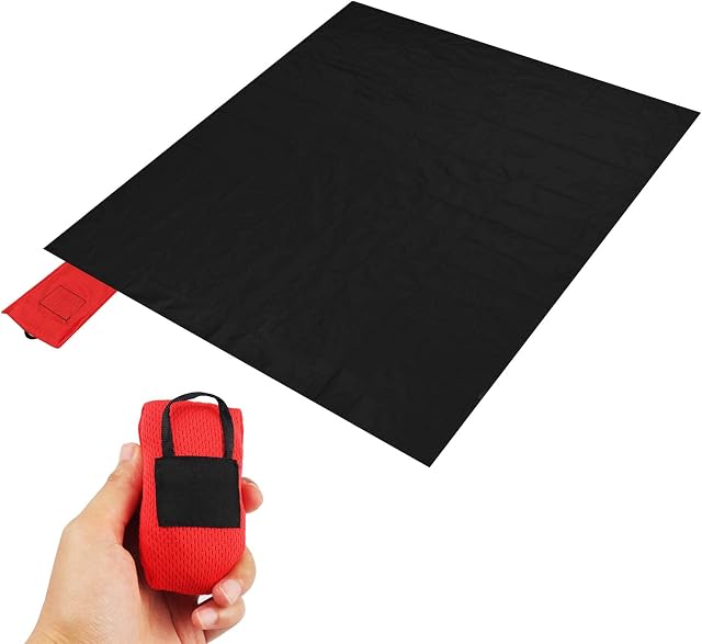 nuoshen Mini Pocket Picnic Blanket(27.56 * 43.31 In ), Foldable Beach Blanket Lightweight Waterproof Beach Camping Travel Mat with Portable Bag for Hiking Walking Traveling Outdoor Activities
