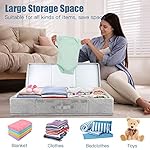 Underbed Storage Containers Bin with Lids, Large Under Bed Storage Organizer Box with Handle, Foldable Under the Storage Bags for Organizing Clothes, Shoes, Blankets, Pillows - Image 5