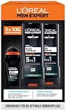 L'Or&eacute;al Men Expert Pflegeset f&uuml;r M&auml;nner, Geschenkset mit XXL 5-in-1 Duschgel und Deoroller, Geschenk