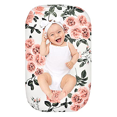 Image of Baby Nest Cover Newborn Baby Lounger Sheets, Floral Slipcover Case Cover for Co Sleeping Snuggle Bed Infant Floor Seat Sleep Pod Cot Bed Cushion Mattress Protect Replacement Cover (Floral)