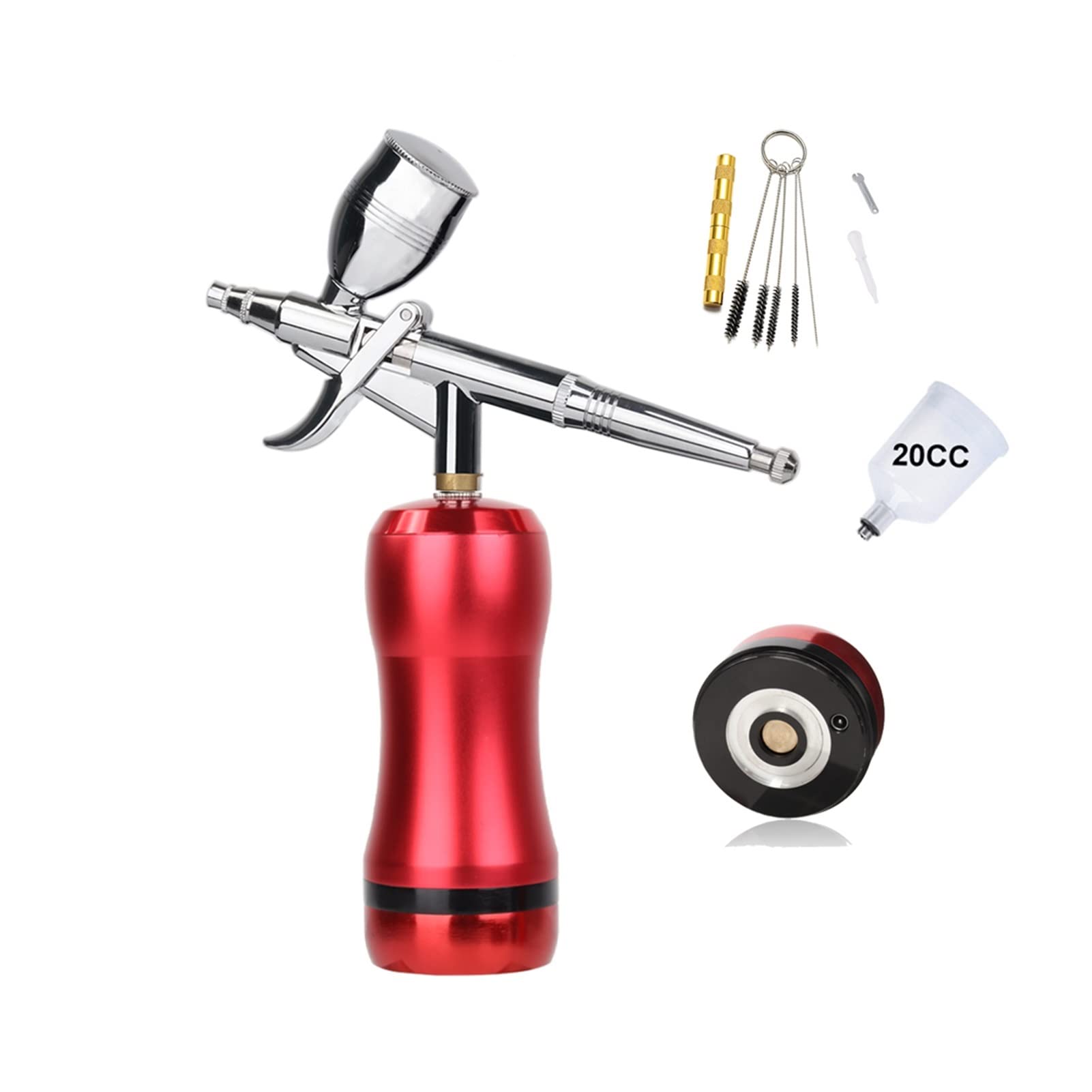 Spruzzatore di vernice, Portable Mini sostituire la batteria ad alta pressione PSI Airbrush Compressor Kit Nail Beauty Salon Spray Paint Privato,Alta efficienza(Part D Red)