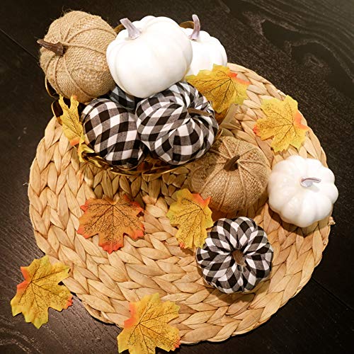 image for Ticlooc 12pcs Mixed Artificial Pumpkins Fake Harvest Pumpkins for Fall