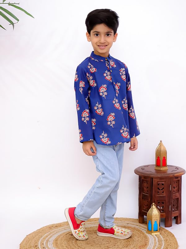 Image of superminis Boys Cotton Regular Fit Printed Kurta Shirt