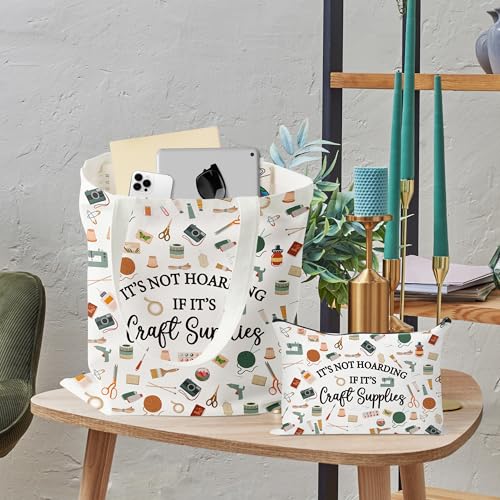 Image of Y1tvei Canvas Bags Gifts, Tote Bag with Makeup Pouch, Birthday Party Favors