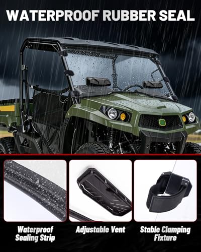 Image of StarknightMT Vented Windshield Compatible with Gator XUV 550 560 560E 590E 590i 590M (Mid-Size Models), Scratch Proof Hard-coated Polycarbonate Clear Front Window,Used with Tops