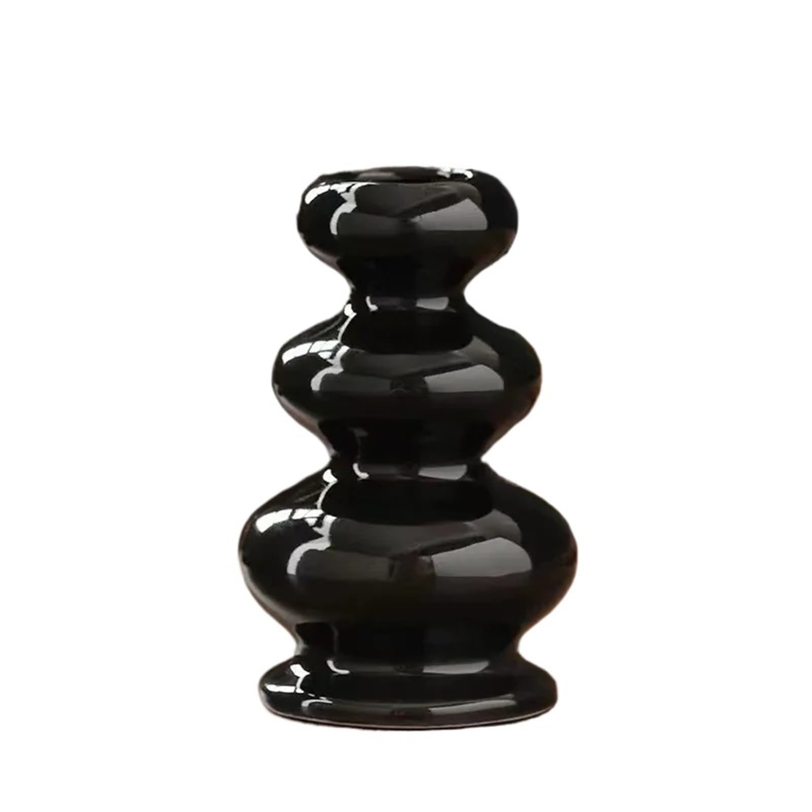 1Pair Candlestick Candle Holder Ceramic Romantic Atmosphere Candlelight Dinner Home Table Living Room Decoration for Candle(Black)