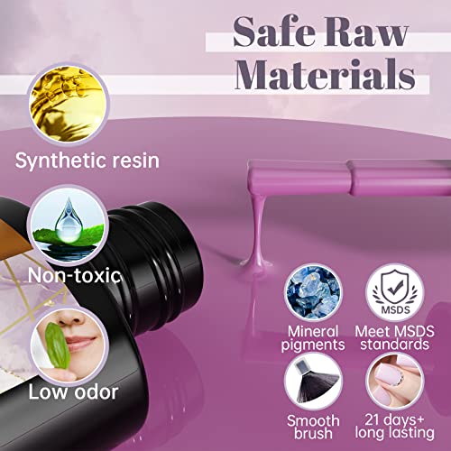 UV Nagellack Gel Nagelgel Set 8pcs Gellack Violett Glitter Shellac Gellack mit Base Coat & Top Coat für Nail Art Salon… – Bild 4