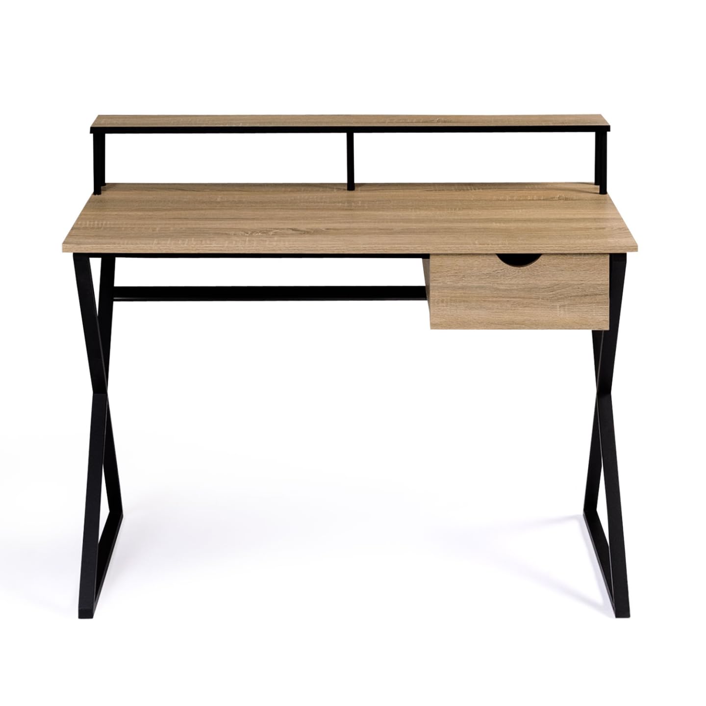 IDMarket - Bureau 1 tiroir Enzo Pieds croisés Design Industriel