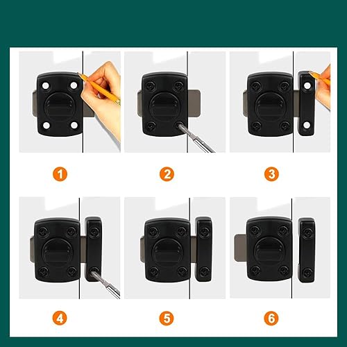 Miniatura 6 de KAFENDA Cerradura de puerta de baño Perno de ventana Gabinete de ventana Pestillo de seguridad giratorio Aleación de zinc con tornillo