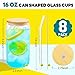 Joyclub Glass Cups with Bamboo Lids and Straws 8 Set 16 oz Reusable Iced Coffee Cup Beer Can Drinking Jars for Smoothie Whiskey Boba Soda Tea Gift