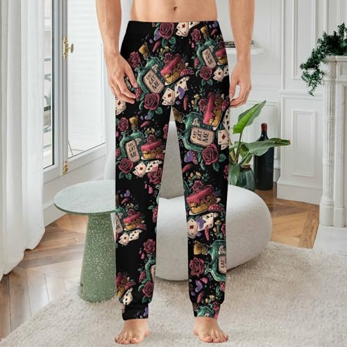 Playing Poker Cards Cake Men's Pajamas Pants Lightweight Sleep Lounge Pant Pjs Bottoms Casual Sleepwear2