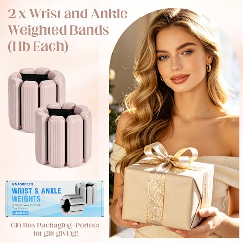 Image of Wrist Weights, 2Pack Adjustable Ankle Weights for Women /Men, Silicone Weighted Bangles for Yoga, Pilates, Running & Walking, Arm & Leg Weights, 2lb
