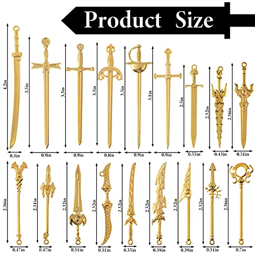 36 Pieces Antique Swords Bookmark Charms Swords Pendants Charms Mix Samurai Ananta Tachi Stiletto Fencing Metal Pendant Supplies Findings for Jewelry Making by Beupy - Image 2