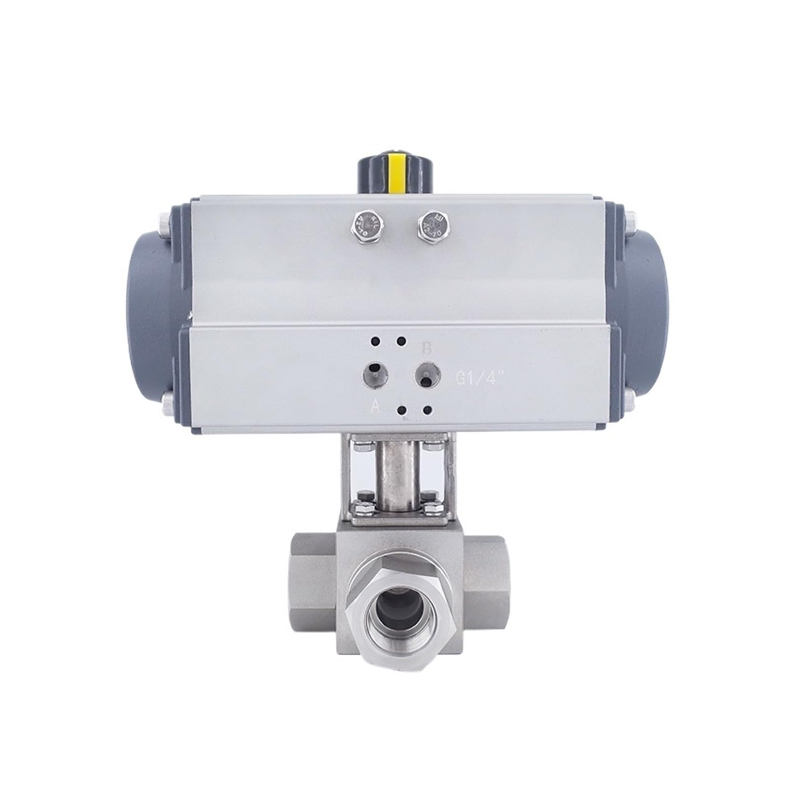 Actionneur de vanne à Boisseau sphérique pneumatique DN50 32 Mpa 300 Bar 320 Vanne Haute Pression 3 Voies en Acier Inoxydable SS304 2 Pouces Type TL(T Type A)
