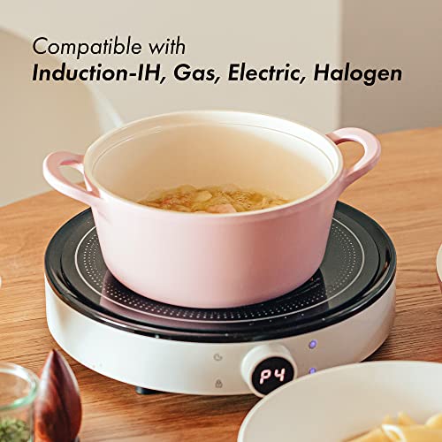 Neoflam Retro 5-Piece Ceramic Nonstick Cookware Set, PFOA Free Pots and Pans with Integrated Steam Vent Lid knob prevents boil over and Heat Resistant Silicone Grips for safer cooking at kitchen, Pink by Neoflam - Image 6