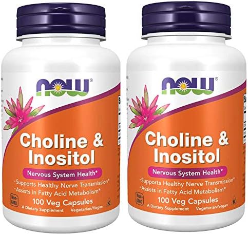 NOW Choline and Inositol 500mg, 100 Capsules (Pack of 2)