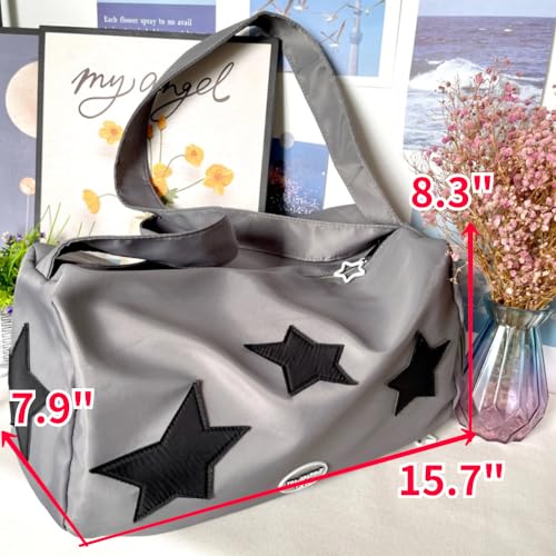 Grunge Duffel Gym Bag for Women - Star Fairy Shoulder Crossbody Y2K Yoga Bag (Silver)3