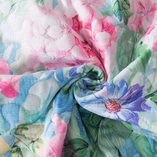 HoneiLife Quilt Set - King Size Floral Quilts, 3-Piece Microfiber Coverlets, Lightweight All Season Bedding Set - Dream Garden, Purple by HoneiLife - Used condition - Image 7