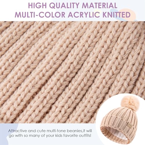 Children's Winter Warm Pompom Hat Fleece Lined Knit Beanie for Kids Aged 3-9, Perfect for Boys and Girls4