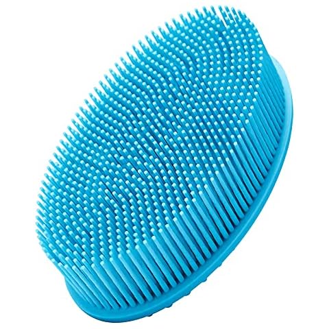 Silicone Body Brush, Soft Body Scrubber Shower Brush Exfoliating Cleaning Brush, Comfortable Face Skin Massage Tool (Blue) Cover