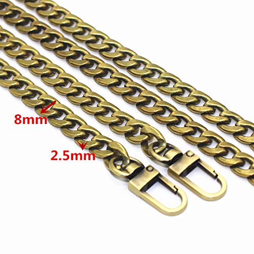 Image of Model Worker DIY Iron Flat Chain Strap Handbag Chains Purse Chain Straps Shoulder Cross Body Replacement Straps with Metal Buckles (39.4 inch, Bronze)