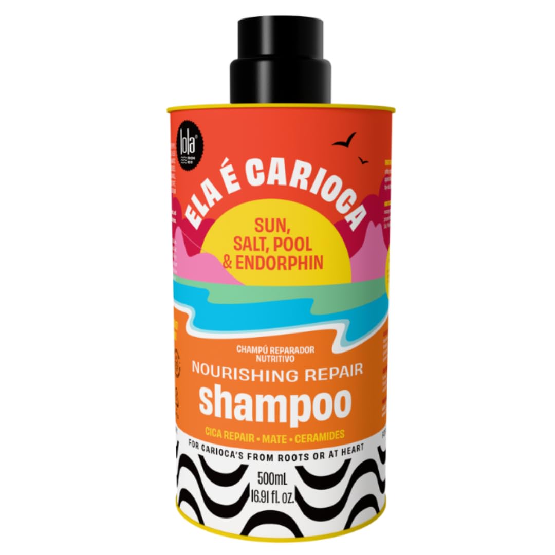 Lola from Rio - Ela É Carioca Shampoo - She’s a Carioca Shampoo - 500g - Floral Scent - for Healthy & Shiny Strands - Hair Care for All Hair Types - with Cica Repair, Ceramides, & Mate do Rio