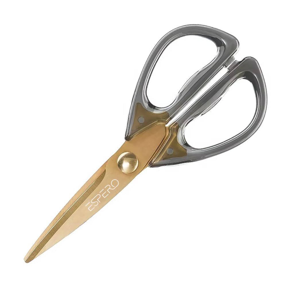 ESPERO Multi Purpose Made In Japan Kitchen Scissors, food scissors,Premium Stainless Steel Solid Kitchen Shears for Meat, Seafood, Chicken, Vegetables, Herbs, BBQ, Bottle Opener (Transparent Black)