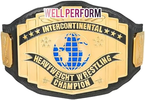 Generic Intercontinental World Heavyweight Wrestling Championship Title Belt Replica, Universal Championship Title Belt - Adult Size, Black