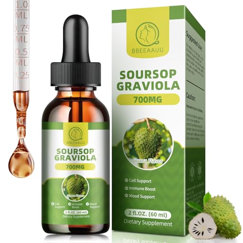 Soursop Graviola Liquid Drops, Soursop Leaves Extract for Immune, Antioxidant, Mood & Night Support,...