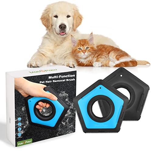 Image of VavoPaw Pet Fur Remover, 2Pack Brush for Couch, Car Interior, Carpet, Auto Detailing, Furniture, Lint and Sofa - Black+Blue