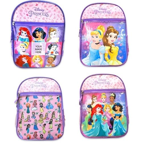 Disney Princess Backpack | 4-In-1 Interchangeable Kids Backpack - Includes (2) Double Sided Image Panels For 4 Unique Looks