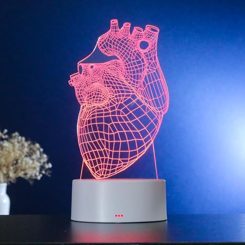 PopLumos - Luminária led 3d, muda de cor, 7 cores - coração, médi...