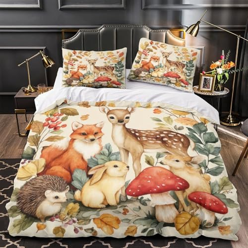 Housse de couette animaux de la forêt 140x200 microfibre