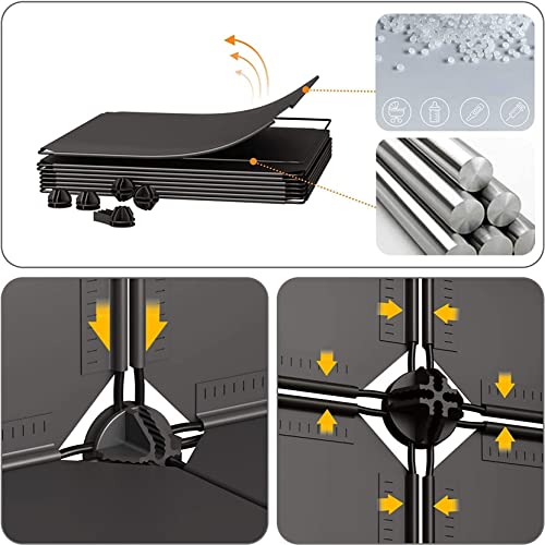 Image of Shoe Rack Multipurpose 5 Shelves Shoe Rack with Zip Door Cover & Side Pockets, Multiuse Wide Shelve,Rack for Footwear, Toys, Clothes (Black, 10-Layer)