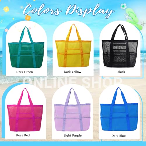 Ulico Personalized Mesh Beach Bag Embroidered Name, Custom Large Beach Tote Bags for Women Foldable Mesh Swimming Pool Bag with Pockets - Sandproof, Waterproof4