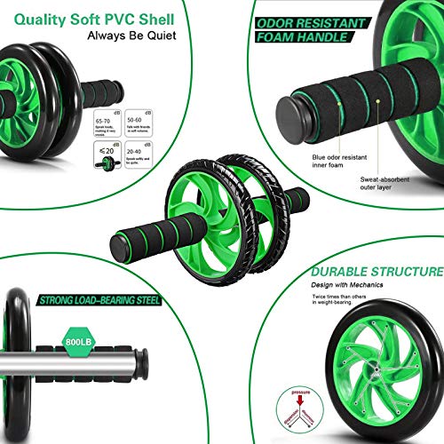 Slimerence 6-in-1 AB Wheel Roller Kit, Ab Exercise Roller Set with Push-up Bar, Hand Gripper, Jump Rope, Spring Exerciser and Knee Pad, Home Gym Workout Equipment for Abdominal Exercise - Thumbnail 5