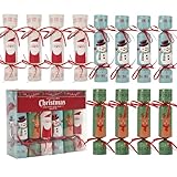 FESTGLOX 12 Packs Christmas Crackers, Christmas Non-Snap Party Favors with Prizes Hat Joke Little Gifts for Xmas Party Dinner Game Traditions Supplies