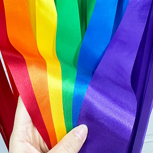 Rainbow Party Decorations Colorful Fringe Hanging Curtain Backdrop Streamer 197 Ft × 1.97" Wide Satin Ribbon Garland Banner For Birthday Wedding Bachelorette Fiesta Carnival Unicorn Hen Party Supplies #TOP3