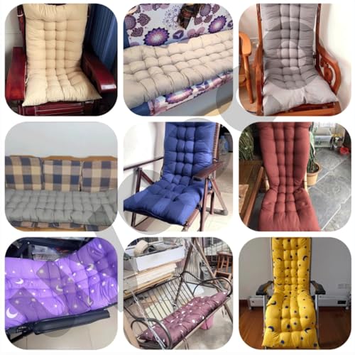 JACOJE Patio Lounge Chair Cushion, Indoor Outdoor Floral Printed Sun Lounger Pad with Ties Rocking Chair Sofa Cushion High Back Chair Cushions(D,170x48cm)