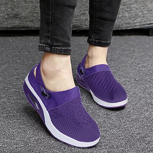 Wsvvmqy Womens Tennis Shoes For Standing Non Slip Tennis Shoes Women Women's Athletic Tennis Shoes Lightweight Mesh Air Cushion Running Sneakers Outdoor Womens Shoes Sandals Dressy Purple #TOP1