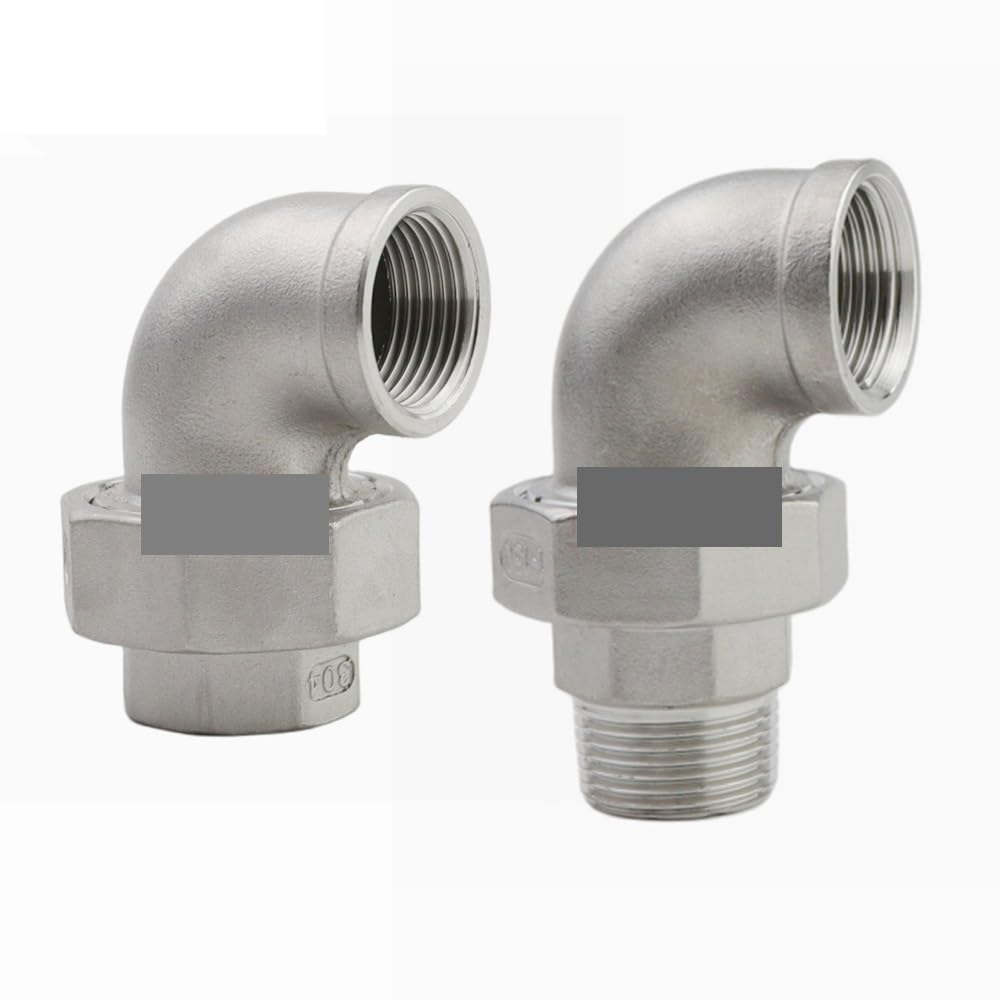 1/4" 3/8" 1/2" 3/4" 1" 1-1/4" 1-1/2" 2" BSPT 304 Stainless Steel Elbow Female Male Live Joint Water Gas Oil Water Pipe Fittings(Male to Female,05)