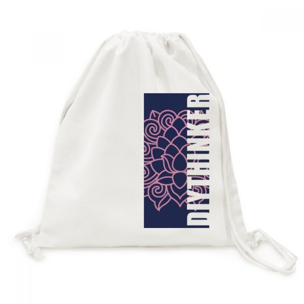 Toile drawstring backpack fleur de lotus sac à dos voyage léger en coton - 5