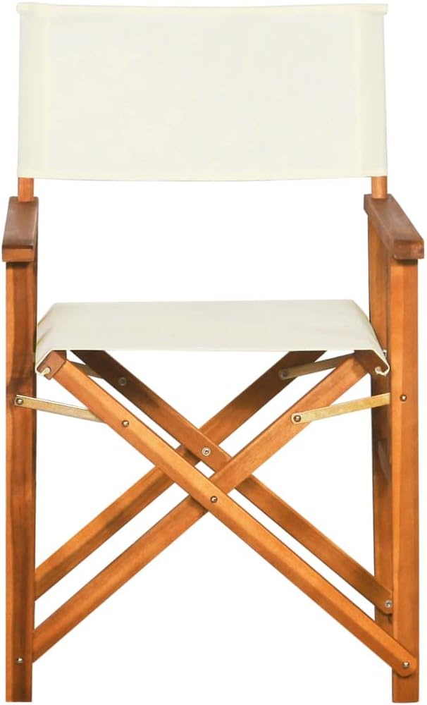 2pcs Indoor Outdoor Folding Wood Director's Chairs 18.8", Solid Acacia Wood Cream