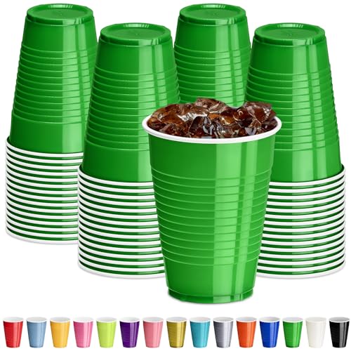 DecorRack Dark Green Plastic Cups, 12 oz...