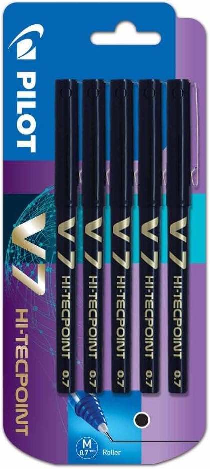 V7 0.7 Mm Liquid Ink Rollerball Pen - Black (Pack of 5)