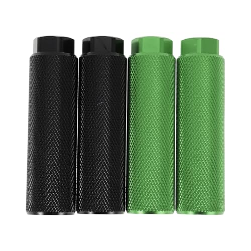 PARSLUCK 4 Pcs Aluminum Alloy Anti-Skid Bike Pegs 100mm Length Bicycle Backseats Stands Cycling Foot Pegs 3/8 Inch Axles Black Green