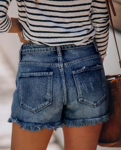 Image of CHICZONE Womens Mid-High Waisted Stretchy Denim Jean Shorts